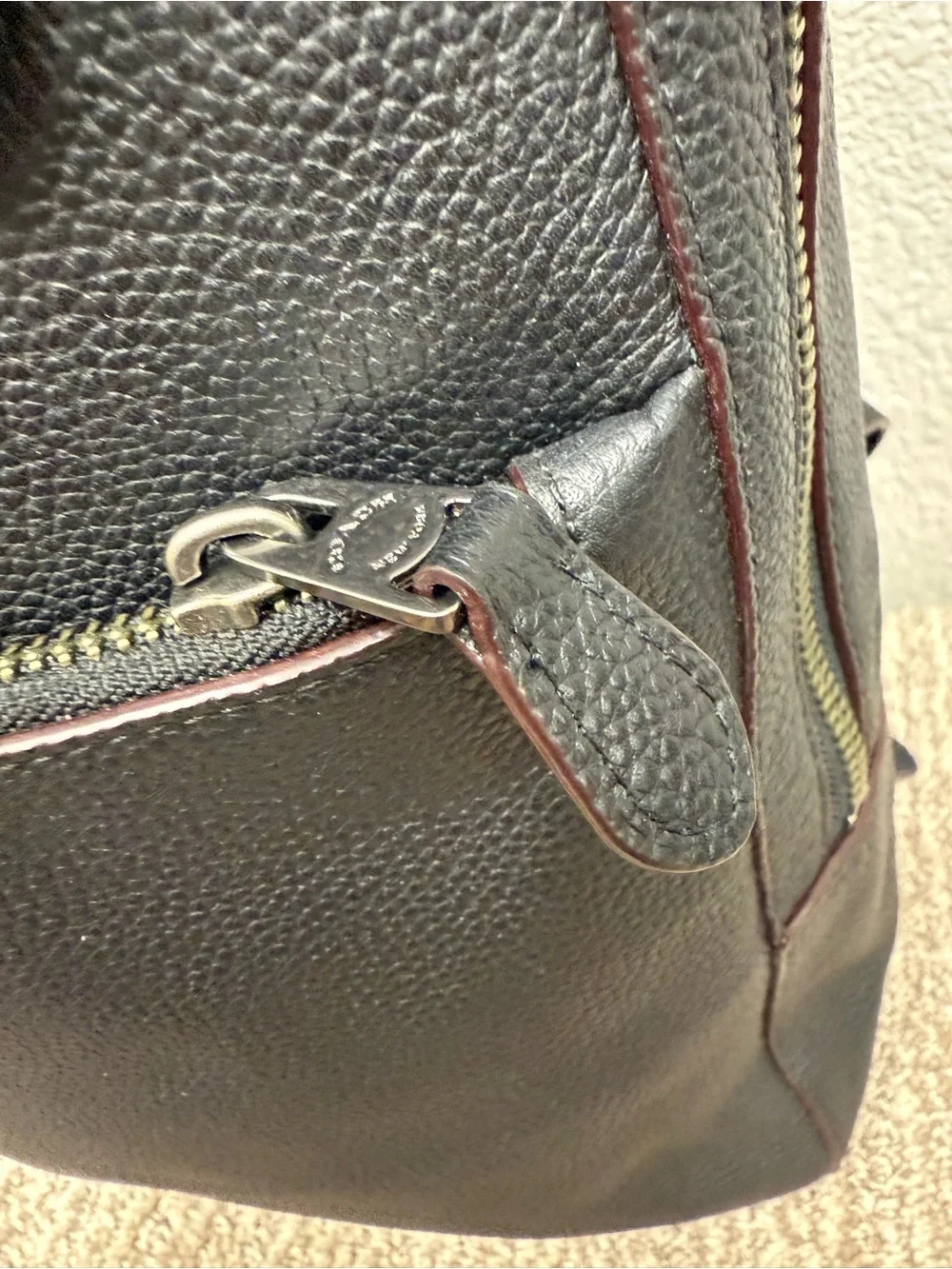 Black Tea Rose Appliqué Leather Backpack
